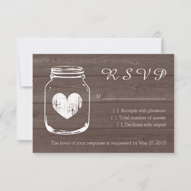 Cartões de casamento RSVP — Mason jar Chic Country (Frente)