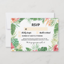 Cartões de Casamento RSVP Tropicais Flores Aloha C