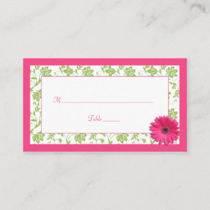 Cartões de Casamento tema damasco Verde Rosa Gerbe