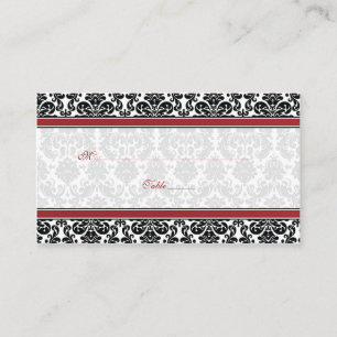 Cartões de Casamento tema damasco Vermelho, Preto