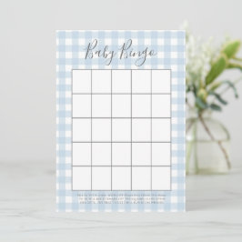 Cartões de Chá de fraldas Bingo do Blue Gingham Bo