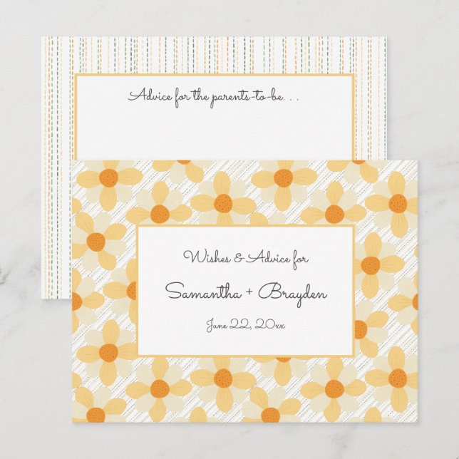 Cartões de Chá de fraldas Boho Daisy Rain (Frente/Verso)