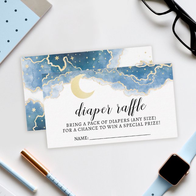 Cartões de chá de fraldas de fralda azul Dourado (Criador carregado)