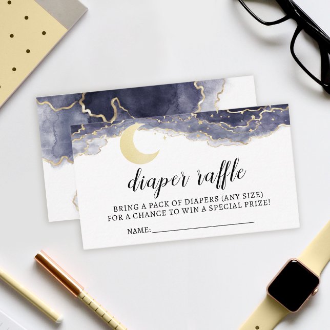 Cartões de chá de fraldas de fralda de lua Dourada (Criador carregado)