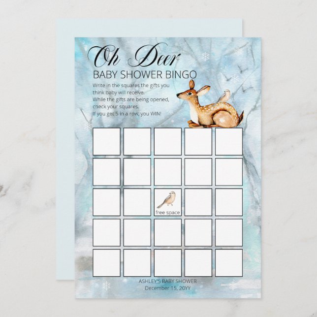 Cartões de Chá de fraldas de inverno para animais  (Frente/Verso)