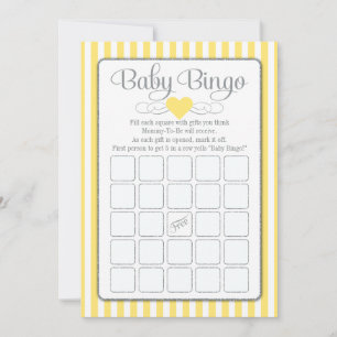 Cartões de Chá de fraldas do Baby Bingo Yellow