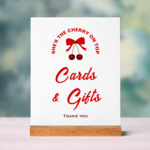 Cartões de Chá de fraldas e presentes de cereja no