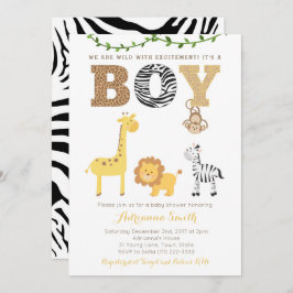 Cartões de Chá de fraldas para animais Safari, imp