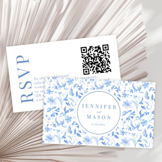 Cartões de código de QR para casamento floral RSVP (Criador carregado)
