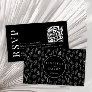 Cartões de código de QR RSVP de casamento florais