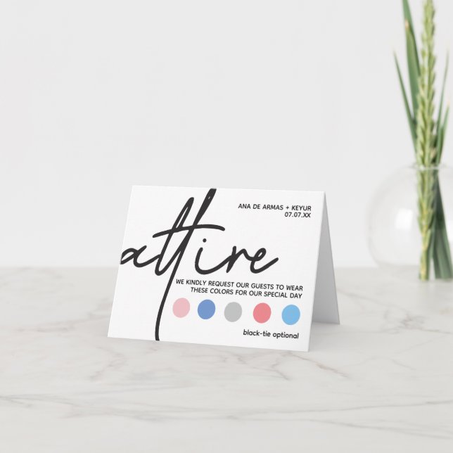 Cartões de Código de Vestuário para Casamento Mode (Frente)