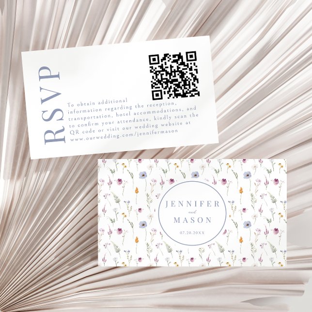 Cartões de código QR RSVP de casamento de flor sel (Criador carregado)