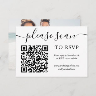 Cartões de código RSVP QR de casamento de foto de 