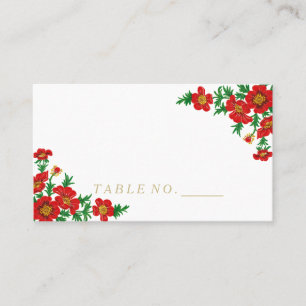 Cartões de Colocação de Flores Vermelhas Elegantes