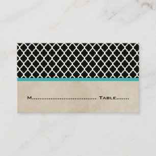 Cartões De Colocação Quatrefoil Aqua Chic
