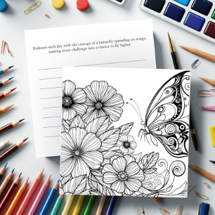 Cartões de coloração borboleta com Diário