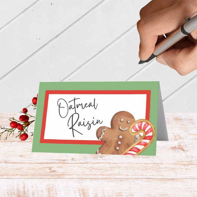 Cartões de Comida, de bebida ou de localização de  (Christmas Cookie Folding Label Cards for Food & Drink Labels, Place Cards, Contests and More)