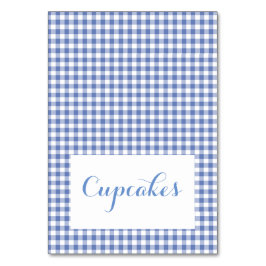 Cartões de Comida de gingham azul