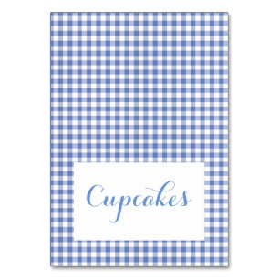 Cartões de Comida de gingham azul