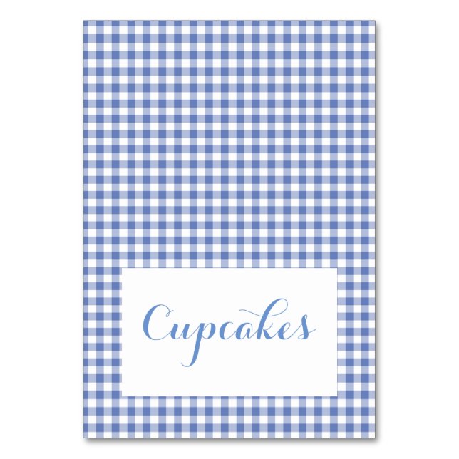 Cartões de Comida de gingham azul (Frente)