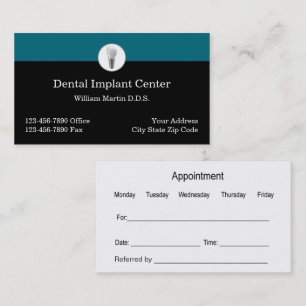 Cartões de Compromisso Comercial Dentista de Impl