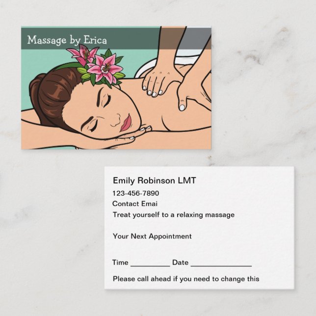 Cartões de Compromisso de Terapia de Massagem Mode (Frente/Verso)