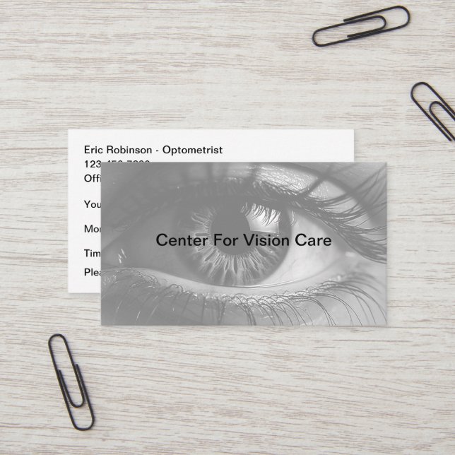 Cartões de Compromisso Optometrista de Vision Care (Frente/Verso In Situ)