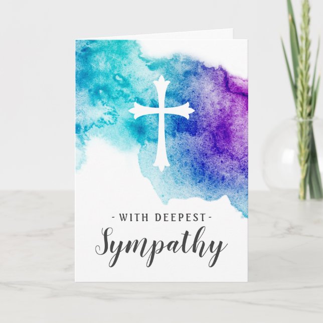 Cartões de condolências com aqua aqua de cor cruz  (Frente)