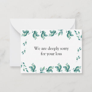 Cartões de condolências de Folha Monocromática Azu