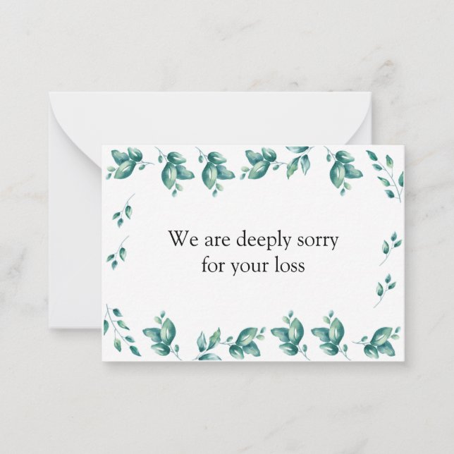 Cartões de condolências de folhas monocromáticas a (Frente)