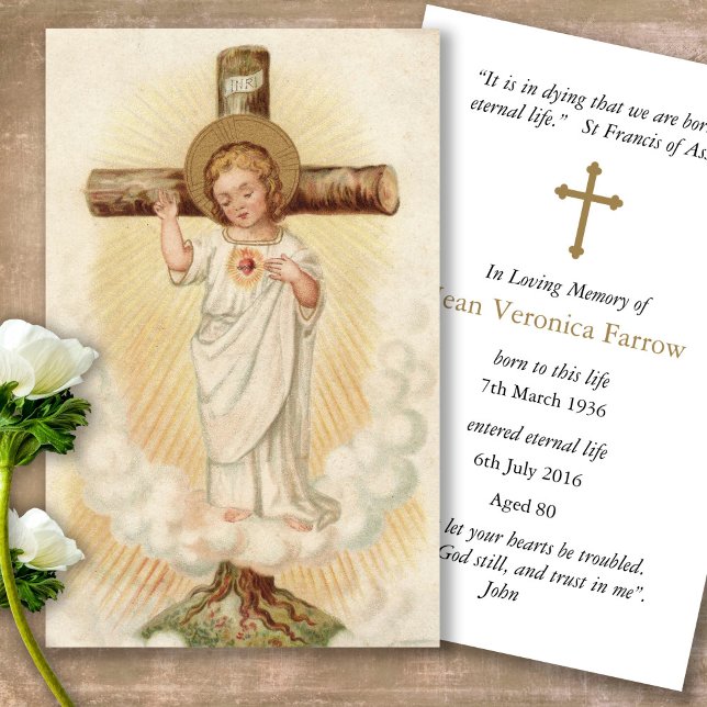 Cartões de condolências de Oração da Eternidade Je (catholic, religious, celebration of life, in loving memory of, prayer cards for bereavement)
