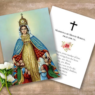 Cartões de condolências de oração da Madonna do Me