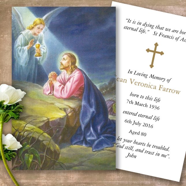 Cartões de condolências de Oração de Anjo Perda Fu (catholic, religious, celebration of life, in loving memory of, prayer cards for bereavement)