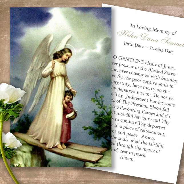 Cartões de condolências do Angel Michael Prayer do (Forever in our hearts, celebration of life, in loving memory of, prayer cards for bereavement)