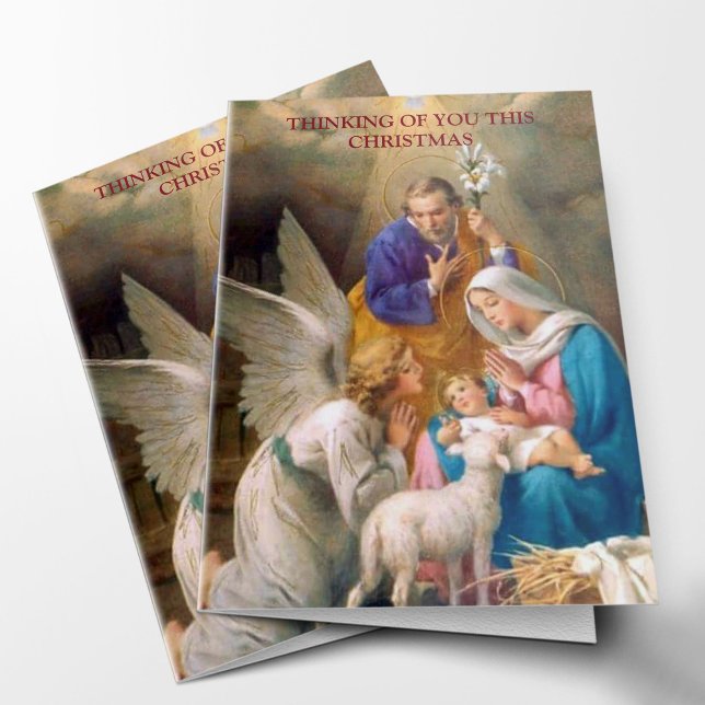 Cartões de condolências do Natal | que pensam de (Nativity Scene Religious Thinking of You Sympathy Remembrance Cards)