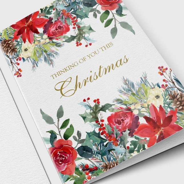Cartões de condolências Natal | Florestas de Natal (Christmas Florals Memorial Remembrance Sympathy Thinking of You Cards)