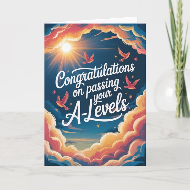 Cartões de congratulação do exame A Level céu sol (Frente)