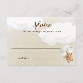 Cartões de Conselho para Chás de Bebê do Ursinho d