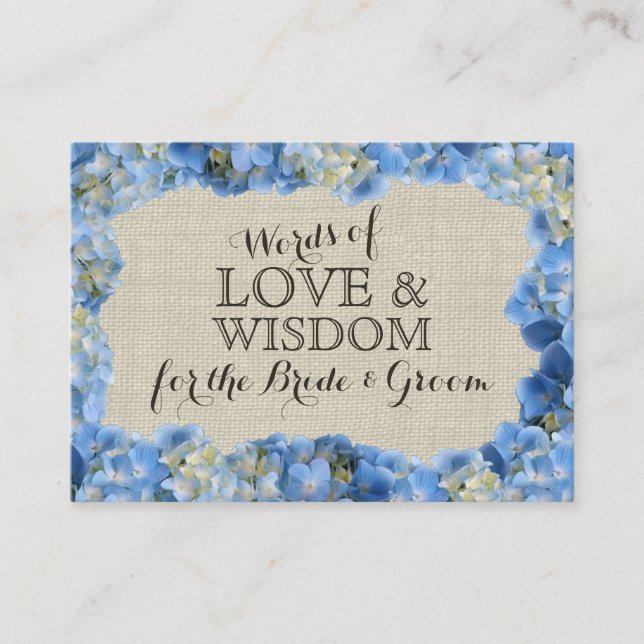 Cartões de conselho sobre hidrangea e burlap (Frente)