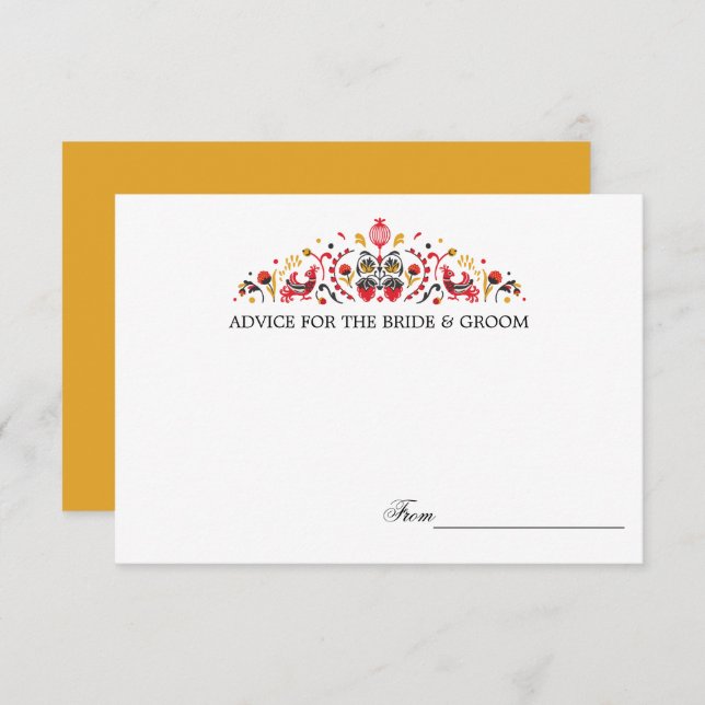 Cartões de Conselhos de Casamento de Arte Folclóri (Frente/Verso)