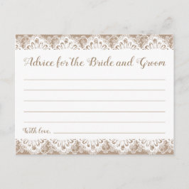 Cartões de Conselhos de Casamento de Burlap e Lace