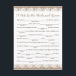 Cartões de Conselhos de Casamento de Burlap e Lace<br><div class="desc">Nossos cartões de aviso de arrombamento e de preenchimento de cadáveres são uma atividade divertida para se ter uma recepção de casamento ou um chá de panela. Você pode mudar o texto do título, se quiser, usando a ferramenta "Personalizar esta modelo" de Zazzle. Certifique-se de verificar nossa grande seleção de...</div>