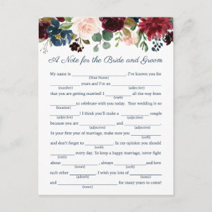 Cartões De Conselhos De Casamento Floral Do Marinh