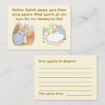 Cartões de conselhos de chá de bebê do coelho Pete