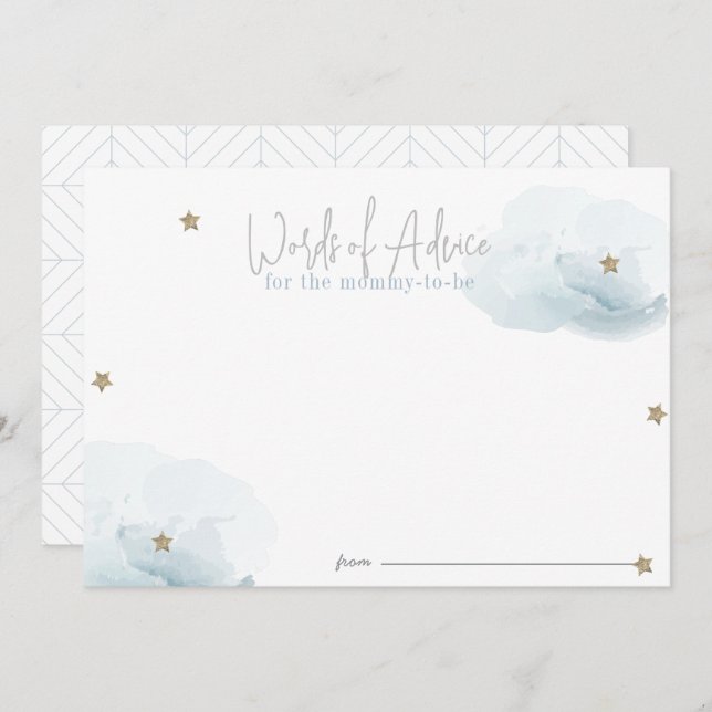 Cartões de Conselhos de Chá de fraldas de Estrelas (Frente/Verso)