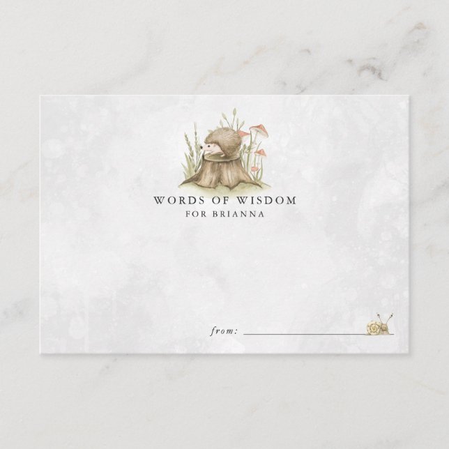 Cartões de Conselhos de Chá de fraldas do Woodland (Frente)