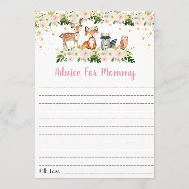 Cartões de Conselhos de Chás de fraldas Florais, c (Frente)