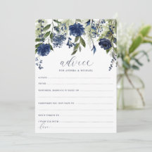 Cartões de Conselhos de Noiva Casamento Azul Marin