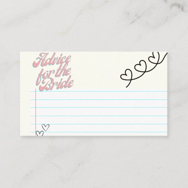 Cartões de Conselhos para a Noiva (Frente)
