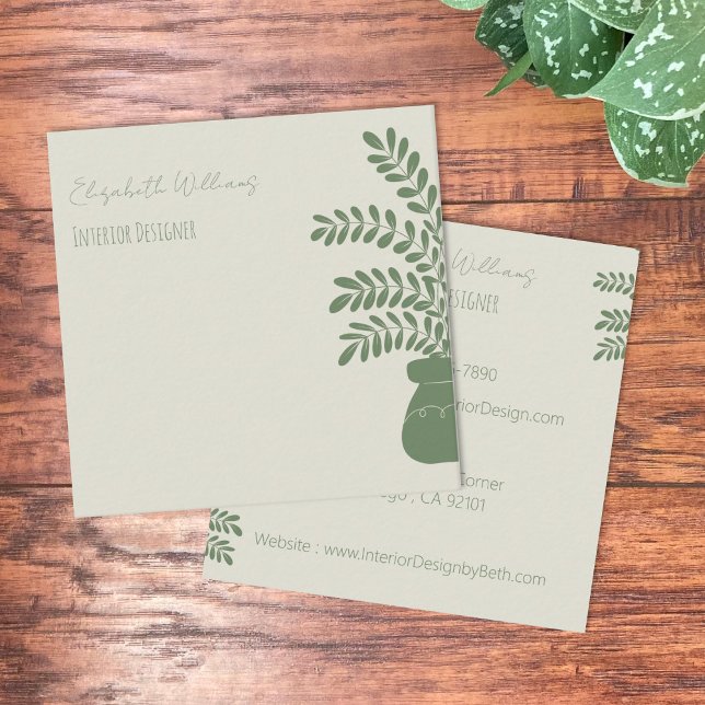 Cartões de Contato do Agente Profissional Amarelo  (Professional stager elegant yellow and green square business cards .)